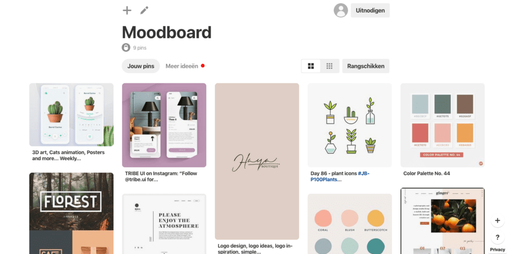 Example of UX mood board